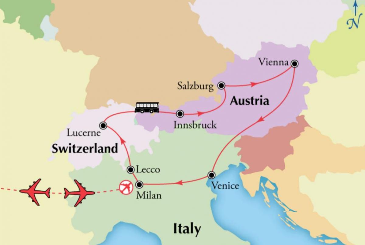 Քարտեզ Վիեննայի Շվեյցարիայում ։ 