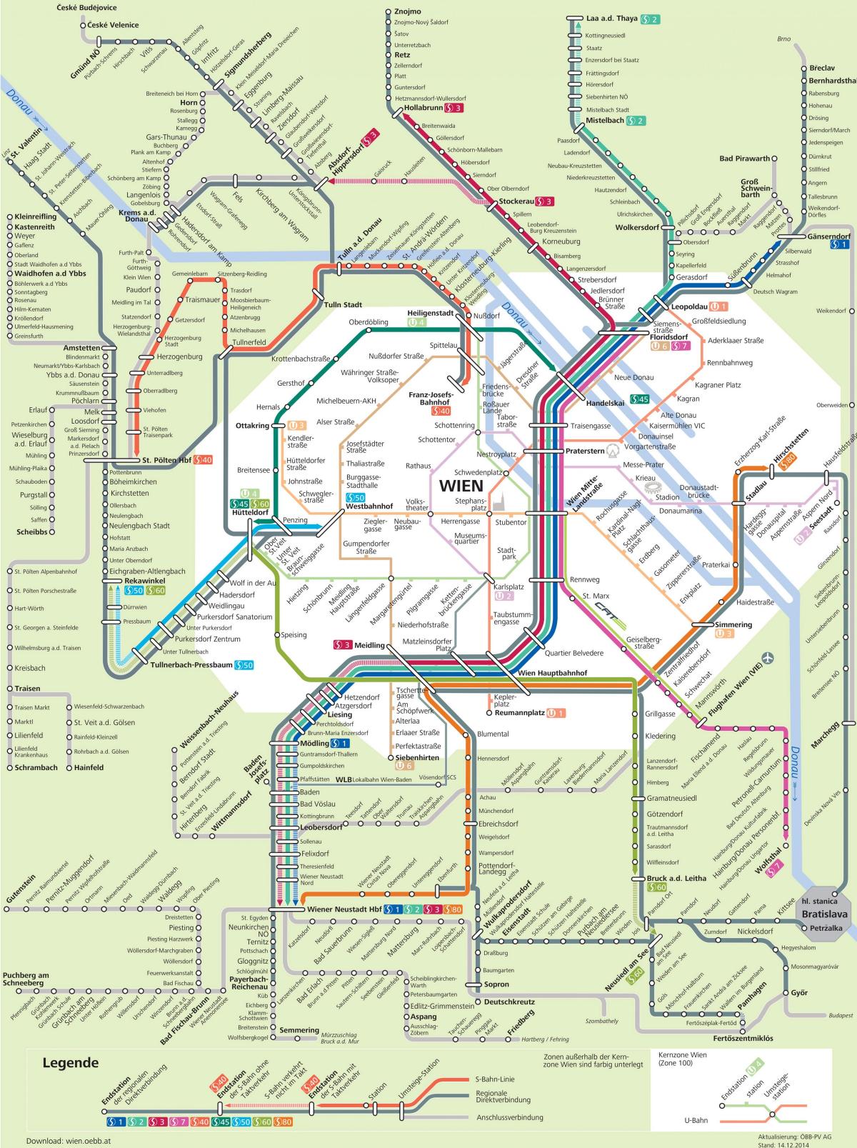 մետրո Վիեննայի քարտեզ
