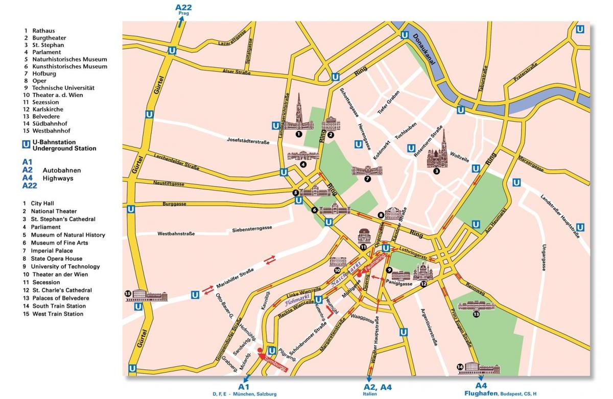 Քարտեզ Վիեննայի օղակաձև ճանապարհի 