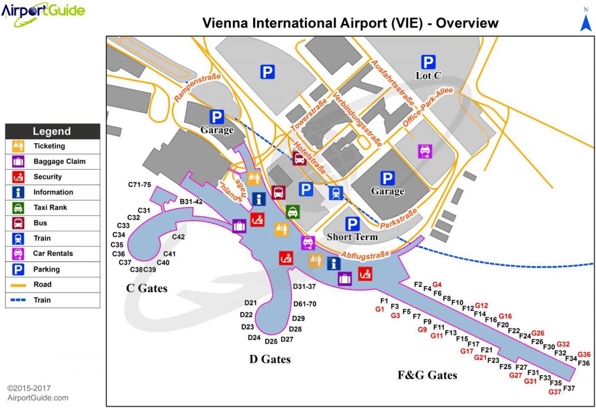 Քարտեզ Վիեննայի օդանավակայանում նշանակության 