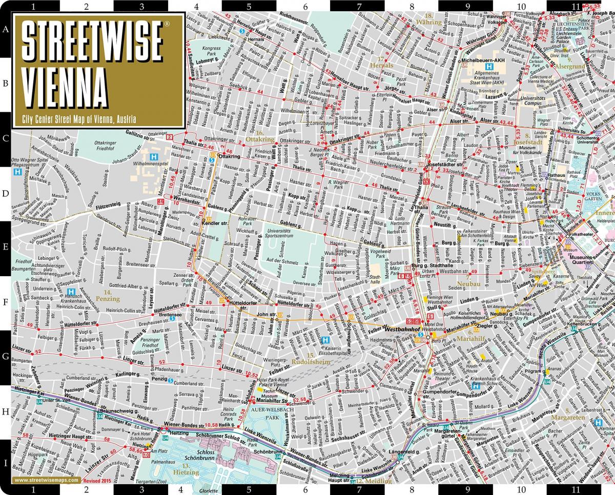 քաղաքի փողոցները քարտեզ Վիեննա Ավստրիա