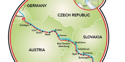 Passau Վիեննա հեծանիվ քարտեզի վրա